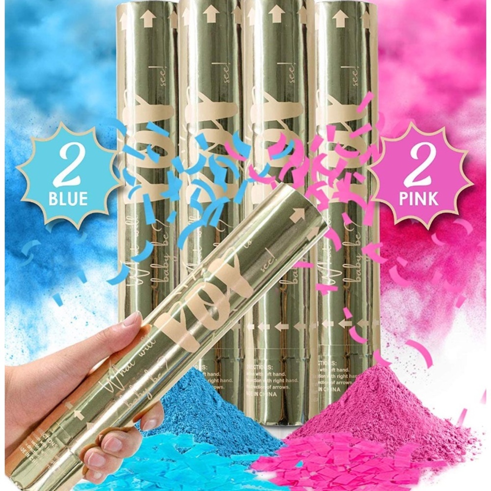 Gender Reveal Confetti Powder Cannon - Set of 4
